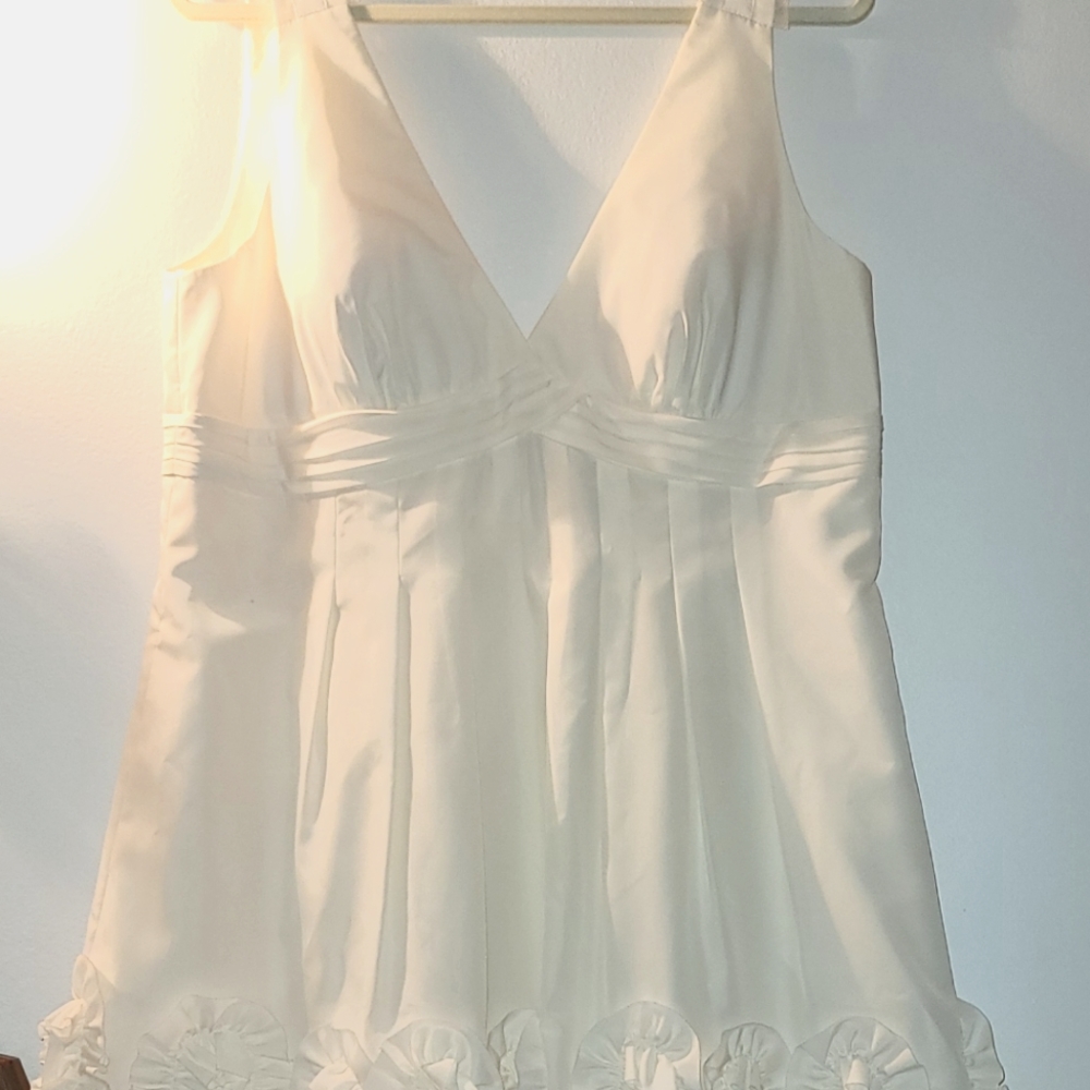 WHITE MINI DRESS with Ruffle Design
